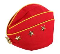 MOKKHNB Chapeau Marin Respirant pour Fête et Danse Calot Russe Ajustable pour Performances Scéniques Accessoire Costume Yacht et Bateau Rouge Bord Doré