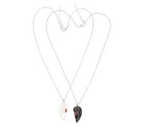 MOKKHNB Collier Couple Cœur Puzzle Assorti En Alliage Argenté, Pendentif Ras Du Cou Unisexe Romantique Pour Présent Amoureux, Accessoire Mode Polyvalent, Taille Moyenne