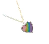 MOKKHNB Collier Pendentif Cœur Pour Filles En Collier De Festival Coloré Chaîne Arc-en-ciel Bijoux Minimalistes Présent D'anniversaire Accessoire Pour Fête Taille Unique