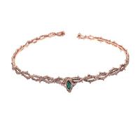 MOKKHNB Couronne Médiévale Réglable en Cuivre Rouge Ancien Épines et Pierres Vertes Tiare Vintage pour Mariage Cosplay et Fêtes à Thème Historique Accessoire Gothique Élégant pour