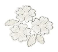 MOKKHNB Écusson Thermocollant en Strass, Motif Floral Blanc 8,5X10,5 CM, Accessoire DIY pour Costumes de Scène et Vêtements Festifs, Fixation Manuelle Fer à Repasser