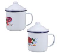 MOKKHNB Ensemble 2 Tasses à Thé Émaillées Style Chinois Vintage 350ml Anti-brûlure Saines pour Usage Intérieur