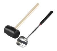 MOKKHNB Ensemble Ouvre-noix 2 Pièces en Matériau Synthétique Marteau en Caoutchouc et Manche en Bois, Design à Trou Rond pour Ouvrir la Coque de Noix Facilement