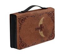 MOKKHNB Étui à Bible en Cuir Pu Marron Léger avec Multiples Poches, Imprimé Croix et Ailes, Paquet Fourre-tout Vintage Élégant pour Étude Biblique et Réunions Religieuses