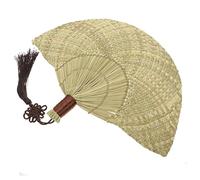 MOKKHNB Éventail Tissé Main Éventail Vintage Paille Naturelle Pour Mariage Plage Fête