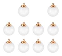 MOKKHNB Lot de 10 Breloques DIY en Verre Creux 8 Mm Chapeaux Dorés, Pendentifs Ronds Transparents pour Fabrication de Bijoux, Décoration Noël et Créations Artisanales