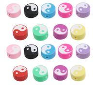 MOKKHNB Lot de 100 Perles DIY Yin Yang en Pâte Polymère Douce pour Création de Bijoux, Perles D'espacement Rondes Multicolores, pour Fabrication de Bracelets et Colliers