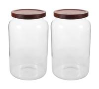 MOKKHNB Lot de 2 bocaux de conservation en verre avec couvercle en bois hermétique, 4000 ml/1 gallon, pour l'organisation du garde-manger, récipient hermétique pour pâtes, en-cas, friandises