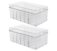 MOKKHNB Lot de 2 boîtes de Rangement Transparentes pour Extensions de Cils - Organisateur Anti-poussière avec Couvercle en Acrylique - Compartiment de Rangement pour Colle, Anneaux, médicaments et