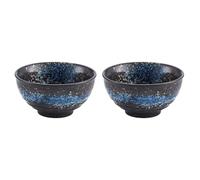 MOKKHNB Lot de 2 Bols Japonerie en Céramique Rustique pour Soupe et Riz, Finition Soignée sans Bavures, Style Rond pour Repas Maison