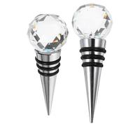 MOKKHNB Lot de 2 Bouchons de Bouteille de Vin en Cristal Alliage, Structure Simple et Fonctionnement Pratique, pour Bouteilles de Cocktail et Bière Couleur Aléatoire
