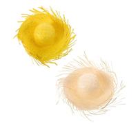 MOKKHNB Lot de 2 chapeaux de soleil en paille : Chapeau de plage à larges bords amusant - Bob tressé pour déguisement, accessoire de vacances d'été sur le thème hawaïen