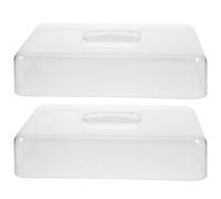 MOKKHNB Lot de 2 couvercles alimentaires transparents en acrylique - Cloche à gâteaux - Couvercle rectangulaire pour charcuterie, gâteaux, pains, desserts et en-cas - Usage domestique, cuisine et