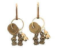 MOKKHNB Lot de 2 porte-clés Feng Shui en laiton avec pièces, amulette Wu Lou, pendentif du zodiaque chinois, breloques pour sac à dos pour la richesse et la santé, accessoires -clés de voiture