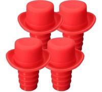 MOKKHNB Lot de 4 Bouchons de Bouteille de Vin en Silicone Rouge, Forme Chapeau Créative et Flexible, Préserve le Goût des Boissons, pour Festivals et Fêtes