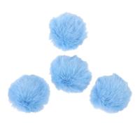 MOKKHNB Lot de 4 Broches Pompon Détachables en Fausse Fourrure Lapin Bleu Vif 8 CM Décoration Mode pour Vêtements Chapeaux et Chaussures Petits Pompons Doux pour Loisirs Créatifs