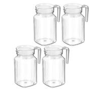 MOKKHNB Lot de 4 pichets transparents avec couvercle - Carafe à eau de 600 ml avec poignée pour servir jus, thé, lait, eau - Distributeur de boissons en plastique incassable