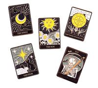 MOKKHNB Lot de 5 Broches en Émail Thème Tarot Épingles pour Vêtements et Paquet Accessoires de Mode Élégants pour Femmes Présents et Occasions Spéciales