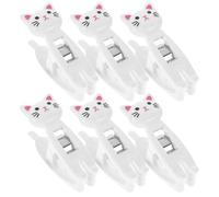 MOKKHNB Lot de 6 Pinces de Scellage en Fer Forme Chat Blanc, Robustes et Portables, Clips Élégants et Simples pour Fermeture de Sachets et Fixation de Notes