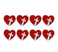 MOKKHNB Lot de 8 broches Sacré-Cœur : Broche Croix Chrétienne Cœur Rouge pour la messe du dimanche, les funérailles, en signe de reconnaissance envers le clergé, bijoux décoratifs