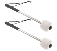 MOKKHNB Maillets de Grosse Caisse et Manche en Acier Inoxydable avec Tête en Feutre Légers et Bien Polis 2pcs pour Jouer des Instruments de Percussion