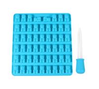 MOKKHNB Moule à Chocolat en Silicone avec Compte-gouttes Facile à Utiliser et Remplir Bleu 53 Cavités D'ours pour Fête Bonbons Gélifiés