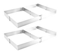 MOKKHNB Moule à Mousse Ajustable en Acier Inoxydable Lot de 2 - Cadre Extensible de 18 X 27,5 Cm à 33 X 51 Cm pour Gâteaux Et Tiramisu - Accessoire de Cuisson Pour Mousse Et Tiramisu