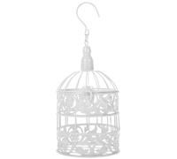 MOKKHNB Ornement de Cage à Oiseaux en Fer Forgé Blanc de Style Européen, Décoration Chic pour Étagère ou Intérieur, Rangement Bureau et Objets Décoratifs