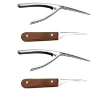 MOKKHNB Ouvre-Crevettes et Éplucheurs en Acier Inoxydable Manches en Bois de Noyer, Lot de 4 Pièces, Ustensiles Cuisine pour Fruits de Mer Maison