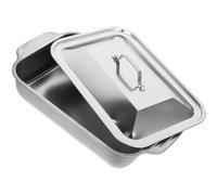 MOKKHNB Plat à Rôtir Rectangulaire pour et Grillade de Poisson en Acier Inoxydable Plateau Profond Solide, la Cuisine Maison