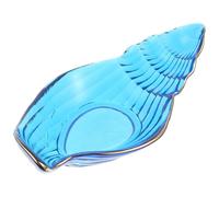 MOKKHNB Plateau Traiteur en Verre Bleu Forme Coquillage Océan, Assiette de Rangement pour Fruits Multifonctionnelle, Résistante Micro-ondes et Congélateur pour Usage Festif