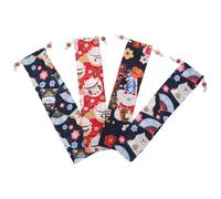 MOKKHNB Pochette à Couvert en Coton et Lin à Cordon, Sacoche de Rangement pour Cuillère et Pailles, 4 Pièces, Pratique Usage Quotidien et Voyage