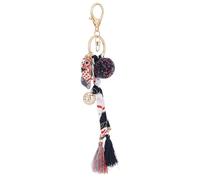 MOKKHNB Porte-clés Chat en Alliage Pendentif Fleur Brodé Main, Pompon Léger en Fibre Naturelle, Petit Porte-clés Japonais pour Paquet, Décoration Porte-clés Chat, Accessoire Pratique
