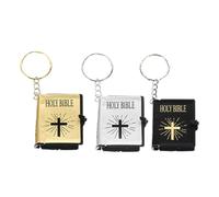 MOKKHNB Porte-Clés Mini Sainte Bible 3 Pièces Pendentifs de Livre, Porte-Clés Créatif pour Petits Présents et Accessoires Bibliques