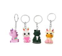 MOKKHNB Porte-clés sans Bavure Lot de 4 Cartoon en Métal et Silicone , Ornement de Paquet la Mode Confortable à Tenir Plusieurs styles Accessoires pour Paquet à Dos ou Plusieurs styles