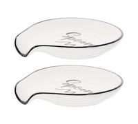 MOKKHNB Repose-cuillère Support Pratique Beige 2pcs Cuisine en Céramique Qui Empêche Résidus de Graisse et Maintient Petits Ustensiles