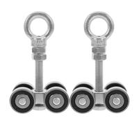 MOKKHNB Rouleaux à Quatre Roues Accessoires Boulons Inclus Ensemble de 2 en Métal Argenté Capacité Heavy Duty, Glissement Silencieux pour Porte Coulissante Lourde pour Environnements