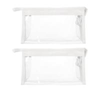 MOKKHNB Trousses à Crayons Fermeture Éclair Blanches Lot de 2 en PVC Léger Grosse Capacité, Bureau et
