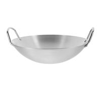 MOKKHNB Wok Inox à Deux Poignées Sauteuse Épaisse pour Cuisson Uniforme Compatible Induction Facile à Nettoyer Poêle à Frire Maison