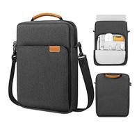MoKo Housse Ordinateur Portable 13.3-14 Pouce Compatible avec MacBook Air 13 M3 M2 2024-2018, MacBook Pro 14 M3 M2 2024-2021, Tab S8 Ultra 14.6" Sac de Transport avec Bandoulière et Poignée, Noir&Gris