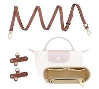 MoKo 2 ensembles de mini sacs à bandoulière en cuir pour Longchamp, organiseur de sac à main en feutre, mini sac de remplacement, bandoulière réglable sans boucle perforée, Brun