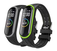 MoKo 2 Pack Bracelet Compatible avec Xiaomi Mi Band 4/Mi Band 3, Bracelet de Sport de Remplacement en Silicone Souple pour Hommes Femmes, Vert + Gris