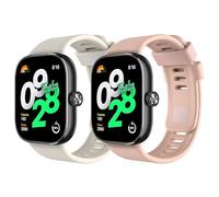 MoKo 2 Pack Bracelet de Montre Compatible avec Redmi Watch 5/Redmi Watch 4/Xiaomi Smart Band 9 Pro/8 Pro, Bracelet Sport de Remplacement en TPU Souple pour Femmes Hommes, Ivoire Blanc+Rose