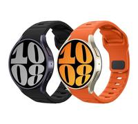 MoKo 2 Pack Bracelet Robuste Compatible avec Samsung Galaxy Watch 7 FE 6 5 4 40mm 44mm/Watch 6 Classic 43mm 47mm/5 Pro 45mm/4 Classic 42mm 46mm, Bracelet de Sport de Remplacement en Silicone, N+O