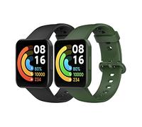 MoKo 2 Pack Bracelets Compatible avec Redmi Watch 2 Lite/Xiaomi Poco Watch, Bracelet de Montre de Remplacement Réglable en Silicone Souple, Noir/Vert Foncé