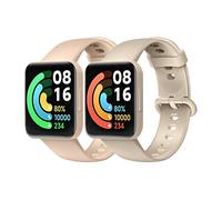 MoKo 2 Pack Bracelets Compatible avec Redmi Watch 2 Lite/Xiaomi Poco Watch, Bracelet de Montre de Remplacement Réglable en Silicone Souple, Rose/Ivoire