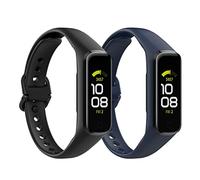 MoKo 2 Pack Bracelets Compatible avec Samsung Galaxy Fit 2, Bracelet de Montre de Remplacement en TPE, Noir/Bleu Foncé