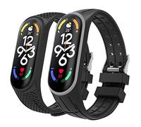 MoKo 2 Pack Bracelets Compatible avec Xiaomi Mi Band 7/Smart Band 7, Bracelet de Sport de Remplacement en Silicone Souple pour Femmes Hommes, Gris + Noir