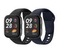 MoKo 2 Pack Bracelets de Montre Compatible avec Xiaomi Redmi Watch 3(Pas pour Redmi Watch 3 Active), Bracelet Sport de Remplacement en Silicone Souple pour Hommes Femmes, Noir/Bleu Encre