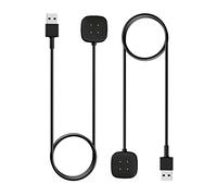 MoKo 2 Pack Chargeur Compatible avec Fitbit Versa 4/Versa 3/Sense 2/Sense, Station de Charge Magnétique avec Câble de Chargement USB de 1 M, Noir